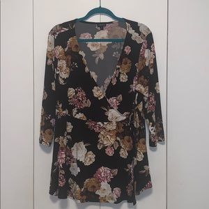 Wrap tie v-neck blouse